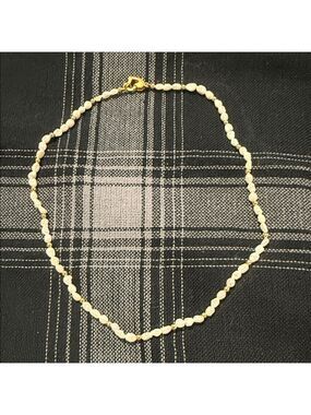 VTG Elegant Goldtone and Ayoka Rice Pearl Cream Necklace 15inches